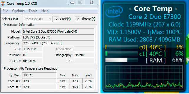 Завантажити Core Temp Gadget Windows 7 / 8 / 10