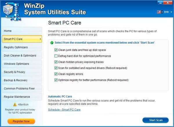 WinZip System Utilities: комплекс утиліт для прискорення компютера